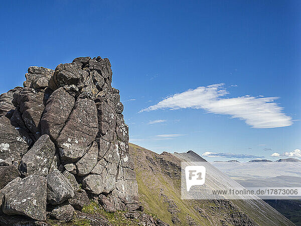 UK  Scotland  Rock formation on peak of An Teallach mountain