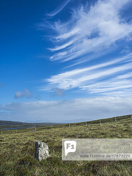 UK  Scotland  Clouds over hills of Outer Hebrides