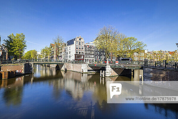 Netherlands  North Holland  Amsterdam  Long exposure of city canal