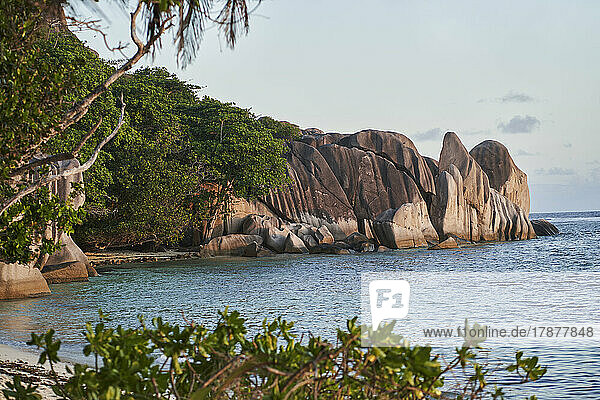 Seychelles  La Digue  Coastal rock formations