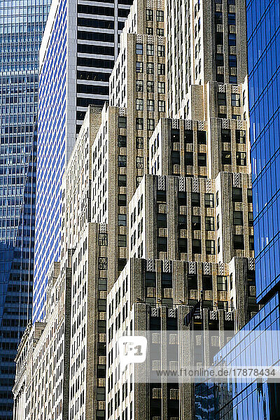 United States  New York  New York City  Facade of modern skyscrapers