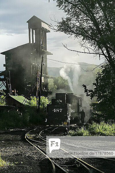 United States  New Mexico  Chama  Antique steam locomotive