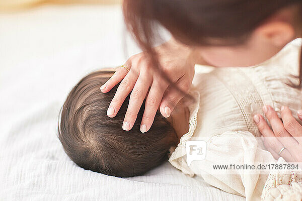 Japanese newborn with mother