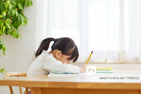 Japanisches Kind studiert