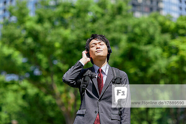 Japanese businessman portrait downtown Tokyo