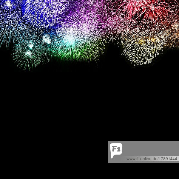 Silvester Feuerwerk Sylvester Neujahr Hintergrund Textfreiraum Copyspace Quadrat bunt Neues Jahr Neuen Neu Hintergründe in Stuttgart  Deutschland  Europa
