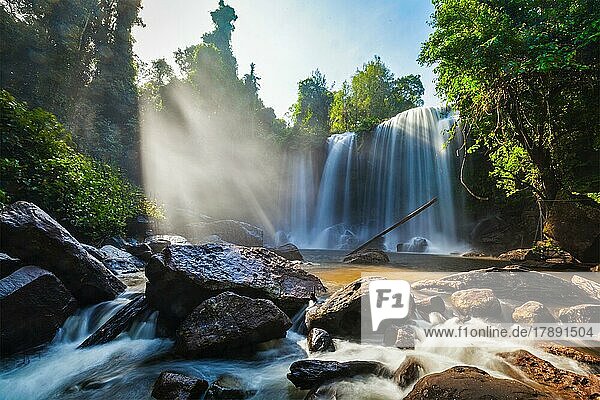 Tropical waterfall Phnom Kulen  Cambodia  Asia