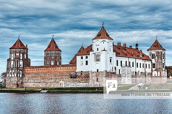 High dynamic range hdr image of medieval Mir castle famous landmark in town Mir  Belarus  Europe