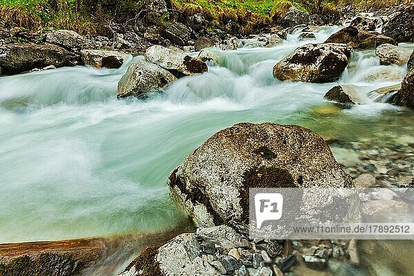 Cascade of Kuhfluchtwasserfall. Long exposure for motion blur. Farchant  Garmisch-Partenkirchen  Bavaria  Germany  Europe