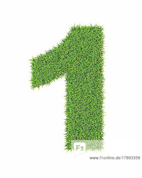 Grass number 1 one  ecology eco friendly concept character type