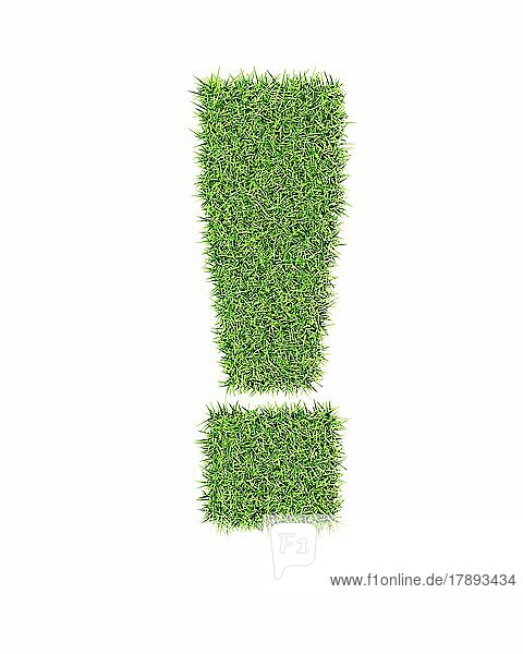 Grass alphabet exclamation mark  ecology eco friendly concept character type
