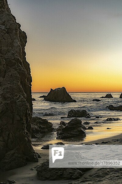 Sunset by the ocean at El Matador Beach Malibu  California  United States  North America