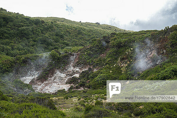 Portugal  Azoren  Schwefeldämpfe aus den Fumarolen von Furnas do Enxofre