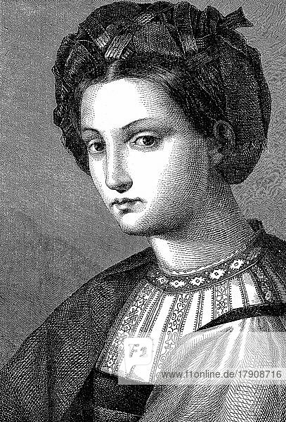 Die letzte Visconti  nach einem Gemälde von Fra Bartolomeo  Historisch  digital restaurierte Reproduktion einer Originalvorlage aus dem 19. Jahrhundert  genaues Originaldatum nicht bekannt