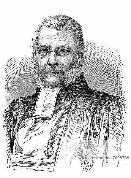 Athanase Josue Coquerel  16. Juni 1820 bis 24. Juli 1875  war ein französischer protestantischer Theologe  Historisch  digital restaurierte Reproduktion einer Originalvorlage aus dem 19. Jahrhundert  genaues Originaldatum nicht bekannt