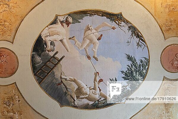Wieder hergestellte Fresken des Künslers Tiepolo  entstanden zwischen 1759 bis 1797  Ca? Rezzonico  Palast  Museo del Settecento Veneziano Museum des venezianischen 18. Jahrhunderts  Venedig  Venetien  Italien  Europa