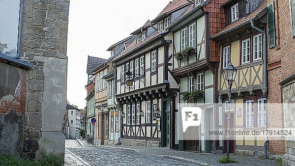 Historische Fachwerkhäuser  Unesco-Welterbe  Quedlinburg  Sachsen-Anhalt  Deutschland  Europa
