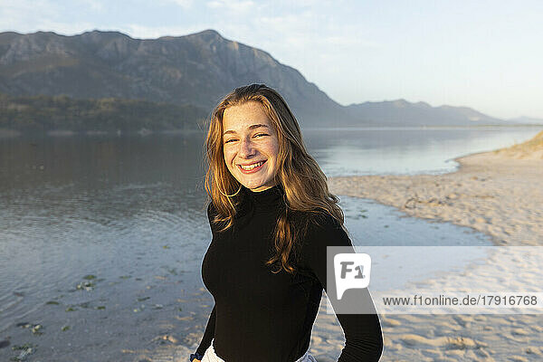 South Africa  Hermanus  Portrait of teenage girl (16-17) on Grotto Beach