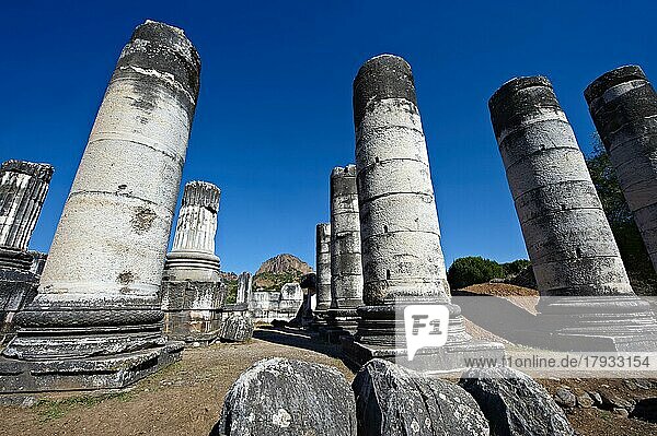 Artimis-Tempel Sardis  ursprünglich der viertgrößte ionische Tempel  als er 300 v. Chr. erbaut wurde. 150 n. unter römischer Herrschaft  als die Verehrung des Kaisers von allen römischen Städten verlangte  einen der kaiserlichen Familie gewidmeten Tempel zu haben. Die t