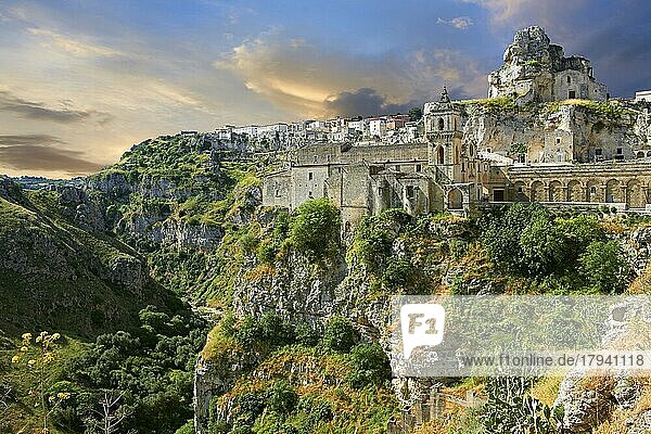 Die antiken Höhlenwohnungen  bekannt als Sassi  in Matera  Süditalien. Ein UNESCO-Weltkulturerbe