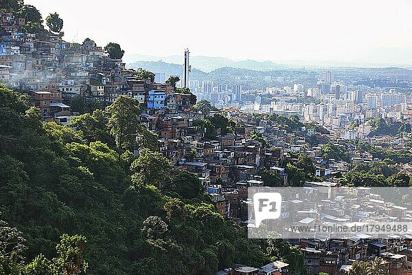Blick auf die Favelas zwischen Santa Teresa und Centro  Rio de Janeiro  Brasilien  Südamerika