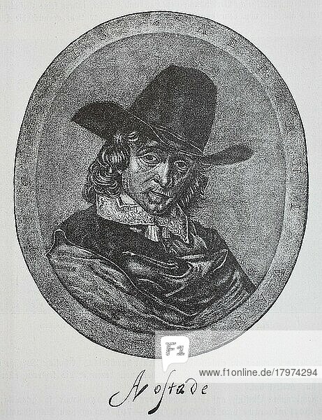 Adriaen van Ostade  1610  1685  niederländischer Maler und Radierer  Historisch  digital restaurierte Reproduktion einer Originalvorlage aus dem 19. Jahrhundert  genaues Originaldatum nicht bekannt