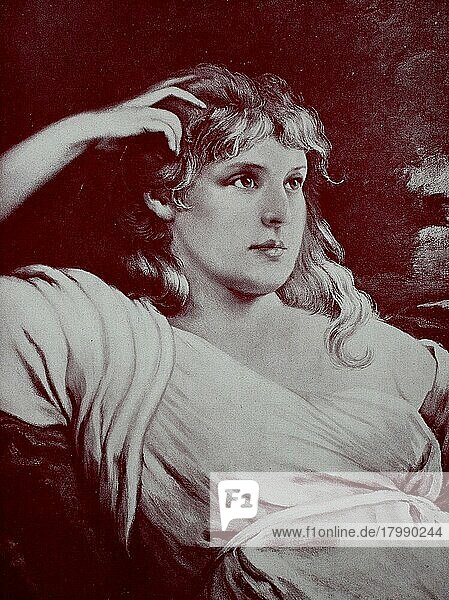 Träumerei  junge Frau beim Tagträumen  Historisch  digitale Reproduktion einer Originalvorlage aus dem 19. Jahrhundert  Originaldatum nicht bekannt