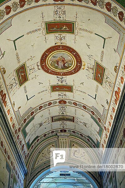 Frescos im Treppenhaus zwischen Museo Chiaramonti und Museo Pio Clementino  Europa/  Vatikanische Museen  Vatikanstadt  Vatikan  Rom  Latium  Italien  Europa