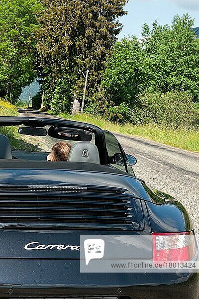Porsche 911  cabriolet  Cabriolet  driving open  cooling vents  air vents  tail light  997 Carrera Cabrio 4s  country road in France