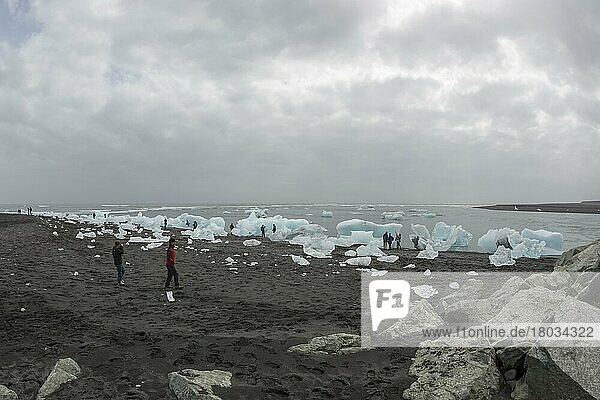 Eis am Strand  nahe des Jökulsarlon  Island  Europa