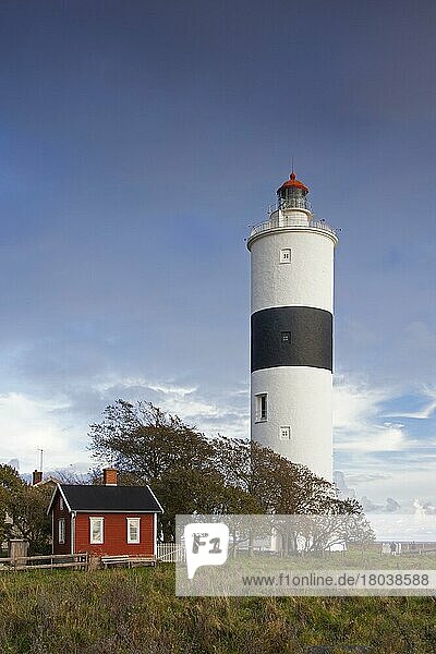 Lighthouse Långe Jan  Tall John  Langer Jan  at the south cape of Oland in the Baltic Sea  Sweden  Europe