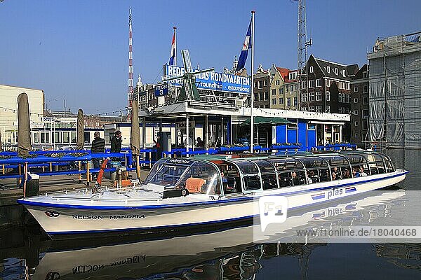 Ship  canal cruise  jetty  canal  Amsterdam  North Holland  Netherlands