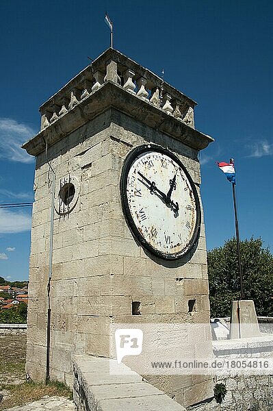 Festung Kamicak  Sinj  Split-Dalmatien  Kroatien  Zein  Uhrturm  Glockenturm  Europa