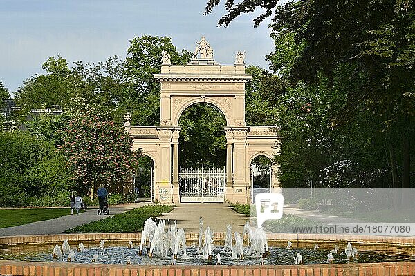 Entrance gate  fountain  Bürgerpark  Pankow  Berlin  Germany  Europe