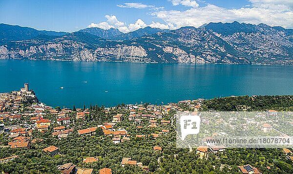 Malcesine with Scaliger Castle on Monte Baldo  Lake Garda  Italy  Malcesine  Lake Garda  Italy  Europe