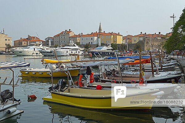 Hafen und Altstadt  Budva  Montenegro  Europa