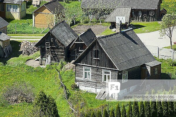 Häuser in Seredzius  Litauen  Baltikum  Europa  Blick vom Burgberg  Europa