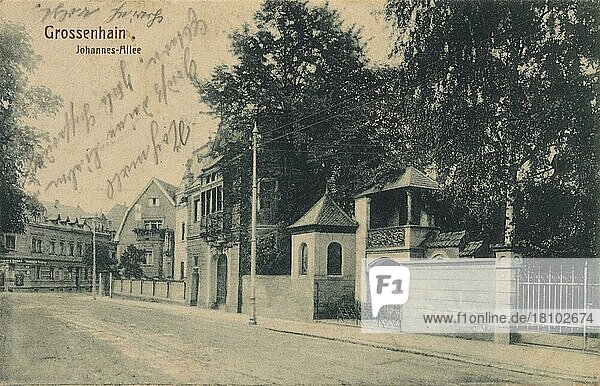 Johannesallee  Großenhain  Sachsen  Deutschland  Ansicht um ca 1900-1910  digitale Reproduktion einer historischen Postkarte  public domain  aus der damaligen Zeit  genaues Datum unbekannt  Europa