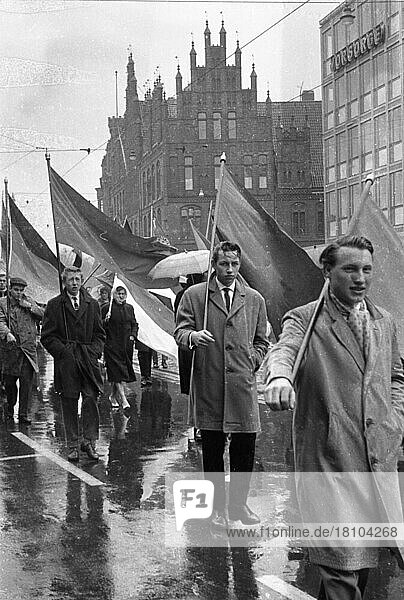 On 1 May 1961  workers and employees in Hanover demonstrated with demands from their union  Germany  Europe