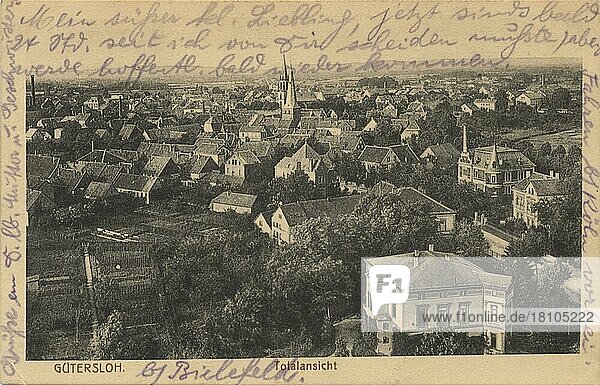 Gütersloh  Nordrhein-Westfalen  Deutschland  Ansicht um ca 1900-1910  digitale Reproduktion einer historischen Postkarte  Europa