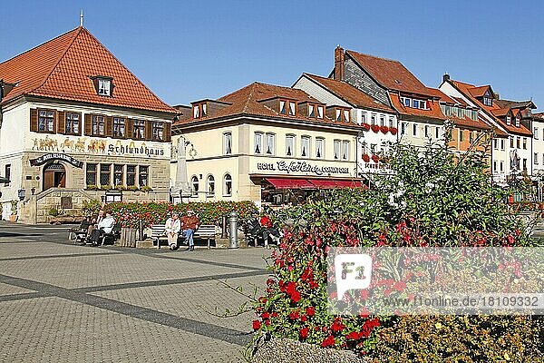 Marktplatz  historische Gaststätte Hotel Schlundhaus  Bad Königshofen  Unterfranken  Bayern  Deutschland  Europa
