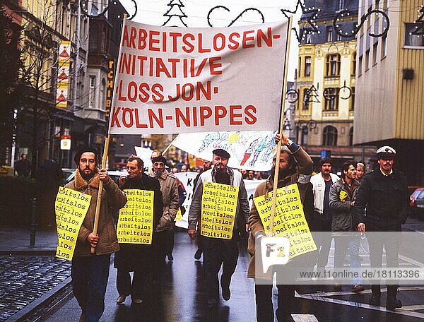 Köln Demonstration der ZAK am 22 11 1986 gegen Arbeitslosigkeit