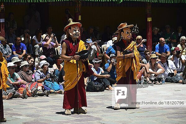 Mask dancers  Hemis Festival  Hemis Monastery  Ladakh  Jammu and Kashmir  India  Asia