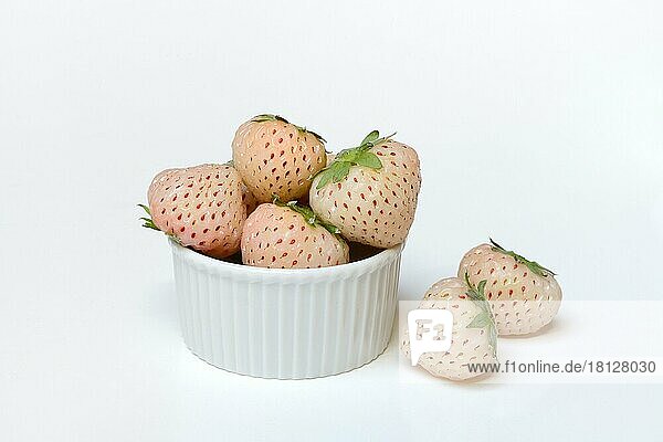 Weiße Erdbeeren in Schälchen  Fragaria x ananassa  Pineberry  Pineberries