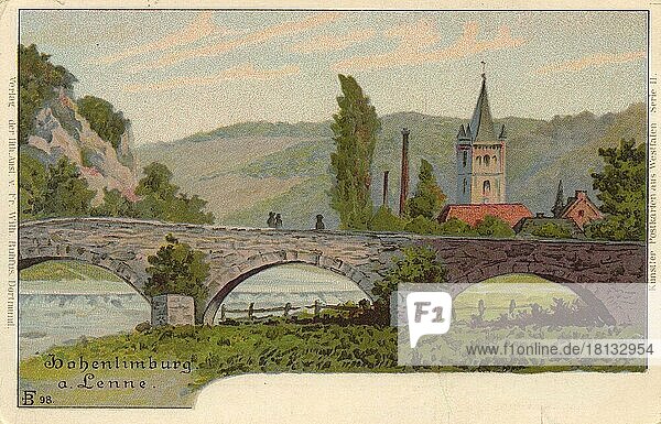Hohenlimburg an Lenne  an der Schwelle vom östlichen Ruhrgebiet zum Sauerland  Deutschland  Ansicht um ca 1900-1910  digitale Reproduktion einer historischen Postkarte  Europa