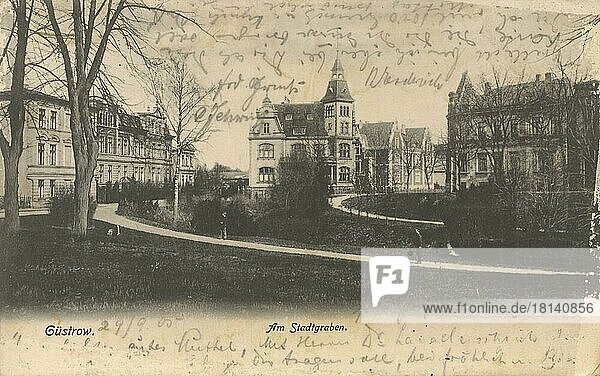 Güstrow  am Stadtgraben  Mecklenburg-Vorpommern  Deutschland  Ansicht um ca 1900-1910  digitale Reproduktion einer historischen Postkarte  Europa