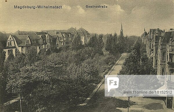 Goethestraße in Magdeburg Wilhelmstadt  Sachsen-Anhalt  Deutschland  Ansicht um ca 1910  digitale Reproduktion einer historischen Postkarte  aus der damaligen Zeit  genaues Datum unbekannt  Europa