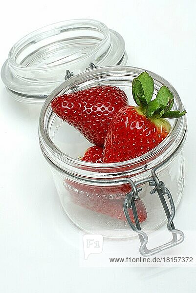 Erdbeeren in Einmachglas (Fragaria x ananassa)  Erdbeere