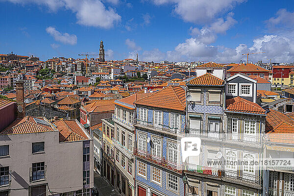 View of colourful buildings and rooftops of the Ribeira district  UNESCO World Heritage Site  Porto  Norte  Portugal  Europe
