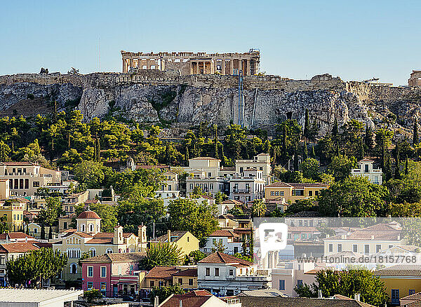 Blick auf die Akropolis  UNESCO-Weltkulturerbe  Athen  Attika  Griechenland  Europa